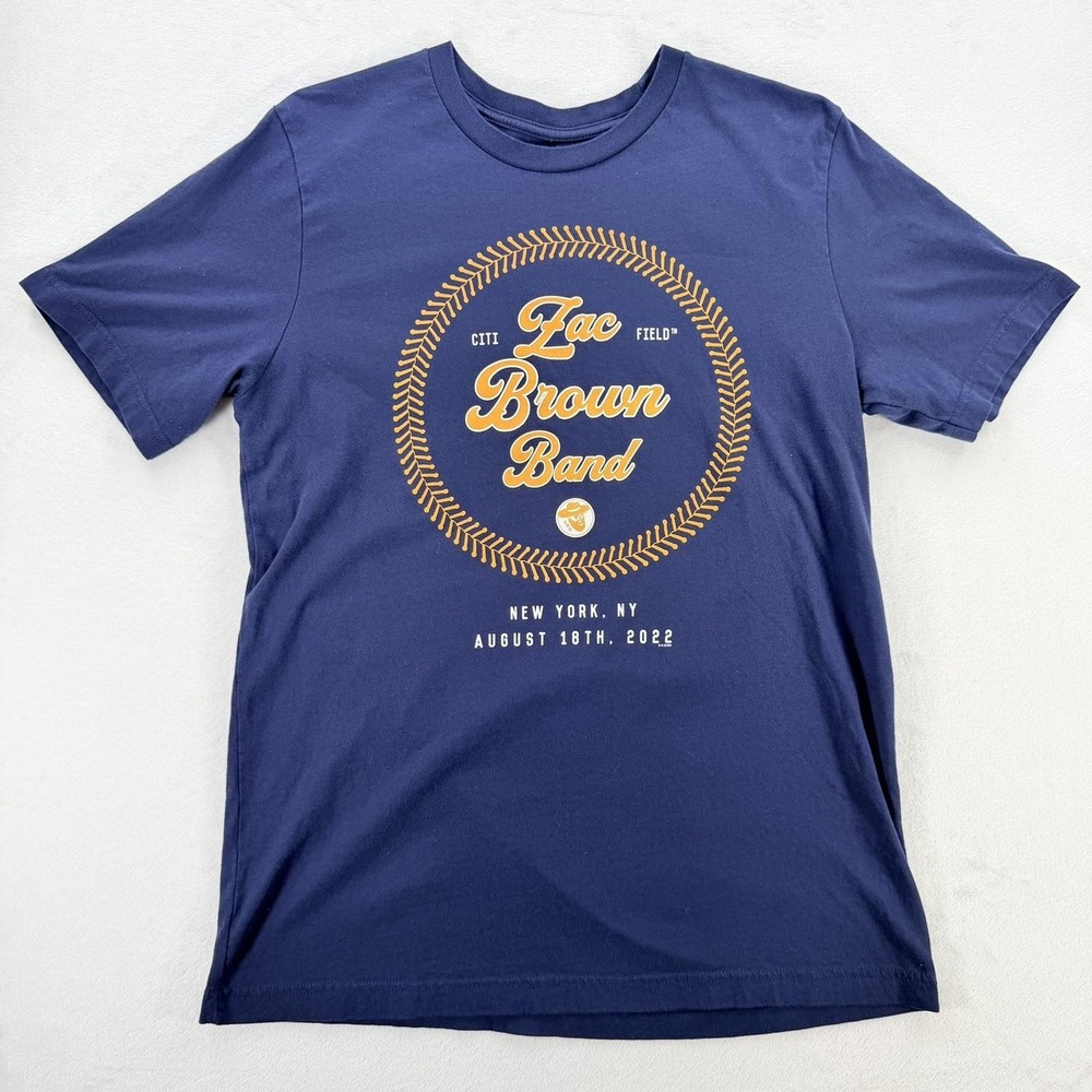 Zac Brown Band Shirt Mens Large Blue Citi Field NY 2022 Baseball Concert Tee